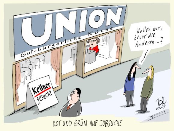 union rot grün kellnern