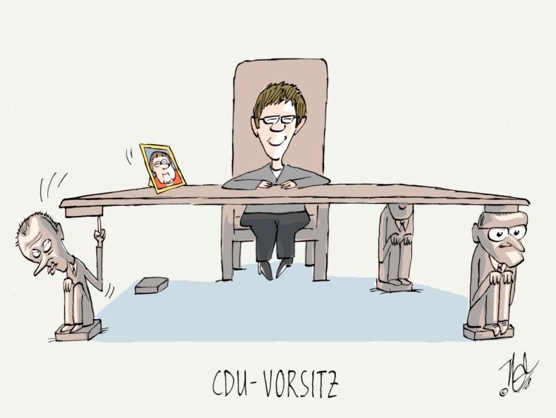 cdu vorsitz tisch merz kramp karrenbauer spahn