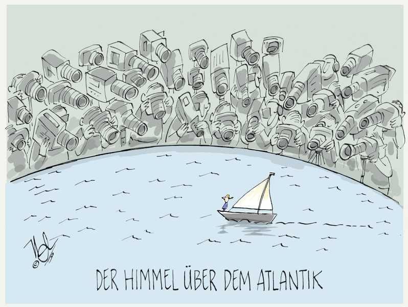 greta thunberg himmel über dem atlantik