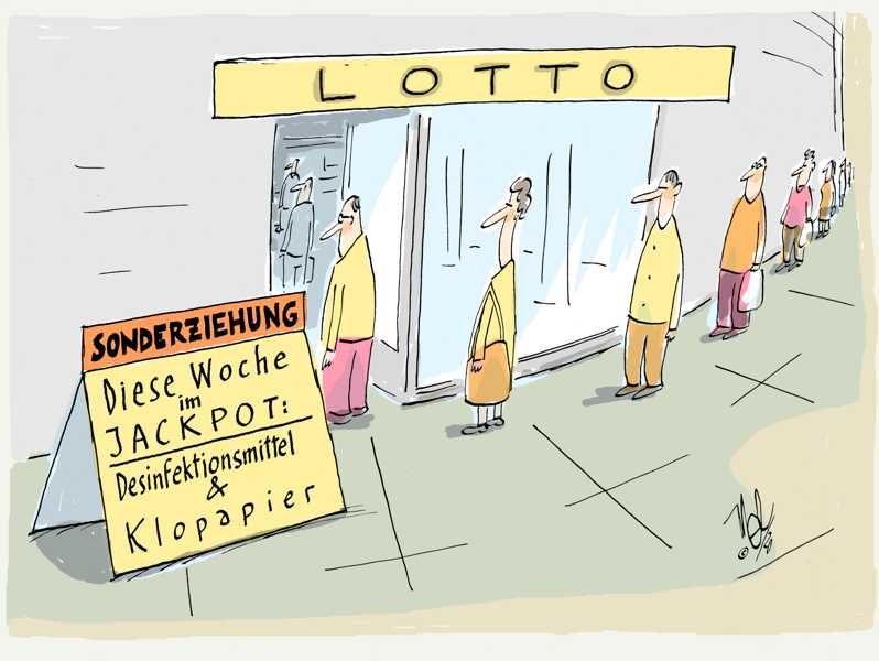 corona grippe pandemie lotto sonderziehung jackpot desinfektionsmittel klopapier