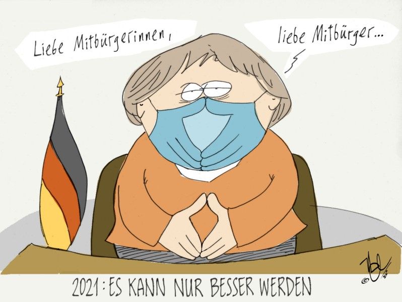 corona merkel maske raute neujahrsansprache