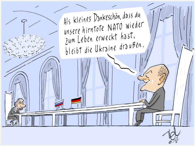 ukraine konflikt scholz besuch bei putin nato hirntot wieder lebendig