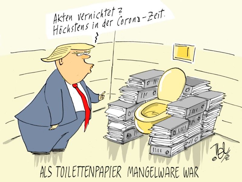 trump corona zeit aktenvernichten toilettenpapier mangelware