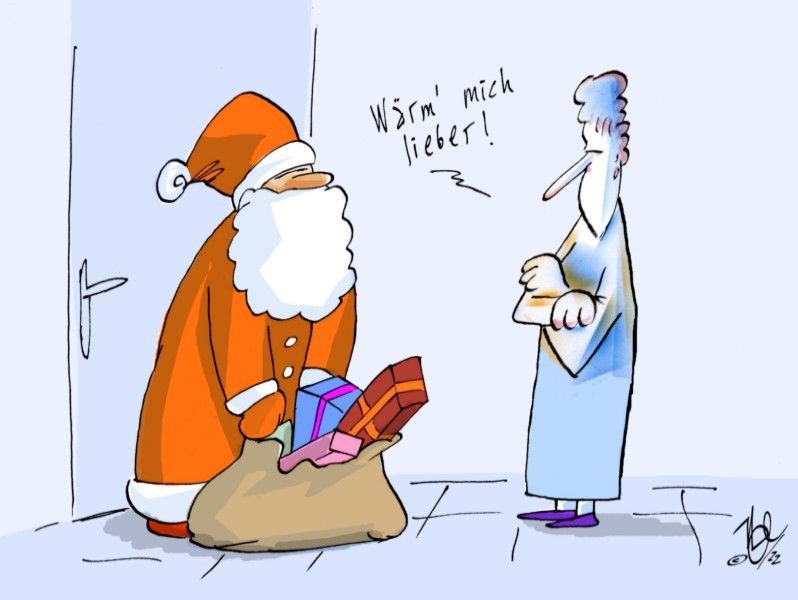 weihnachtsmann frau wärmen kälte kalt