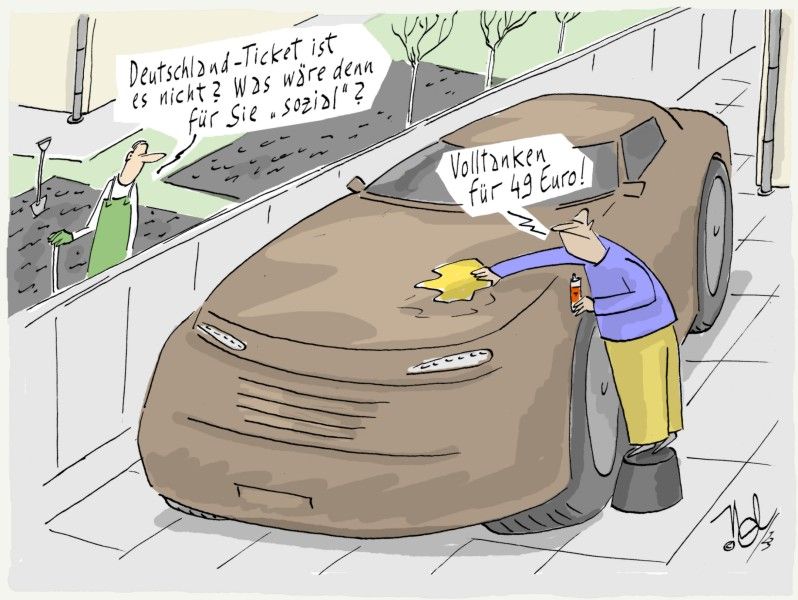 Cartoons und Karikaturen mit Neues Auto