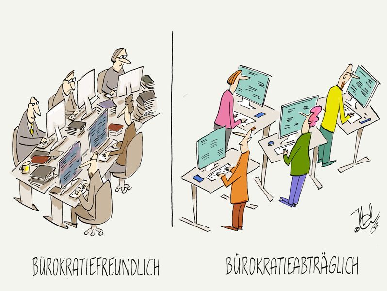 bürokratie freundlich abträglich sitzen stehen