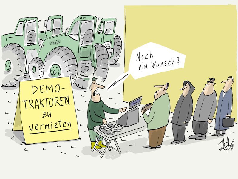 bauern demo traktoren zu vermieten noch ein wunsch