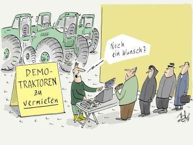 bauern demo traktoren zu vermieten noch ein wunsch