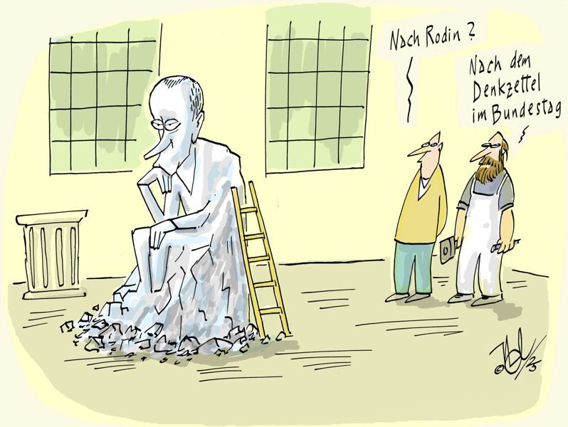 merz statue bildhauer rodin denkzettel bundestag kanzlerwahl