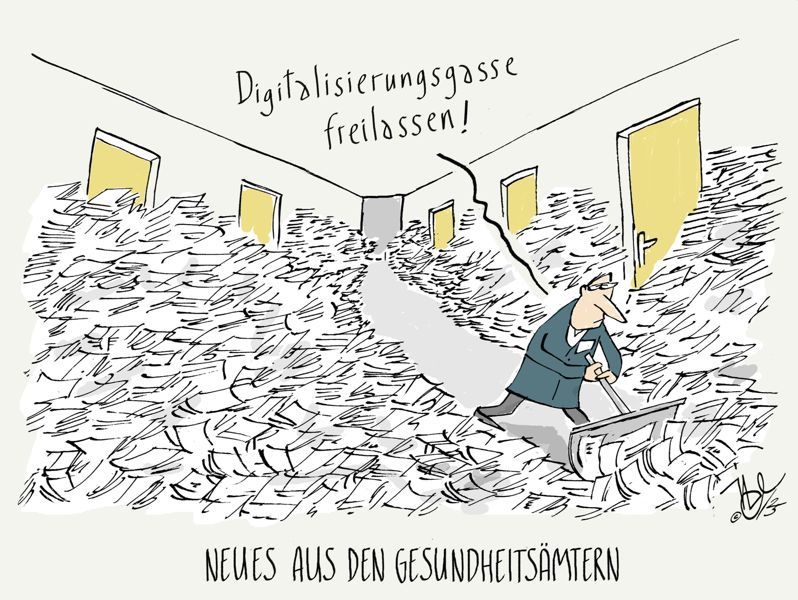 bürokratie papierberge digitalisierungsgasse gesundheitsämter