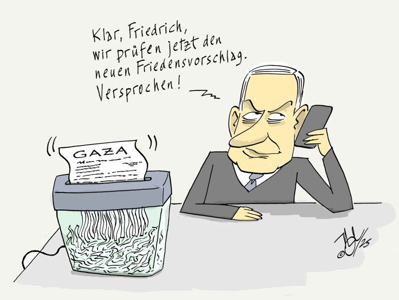 merz netanjahu gaza krieg friedensvorschlag schredder