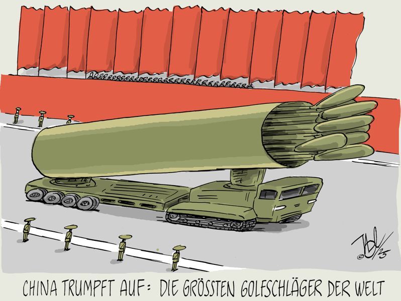 militärparade waffen china trumpft auf größte golfschläger der welt