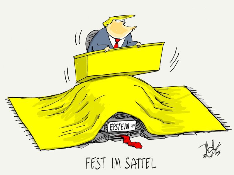 trump epstein akte unterm teppich misbrauch fest im sattel