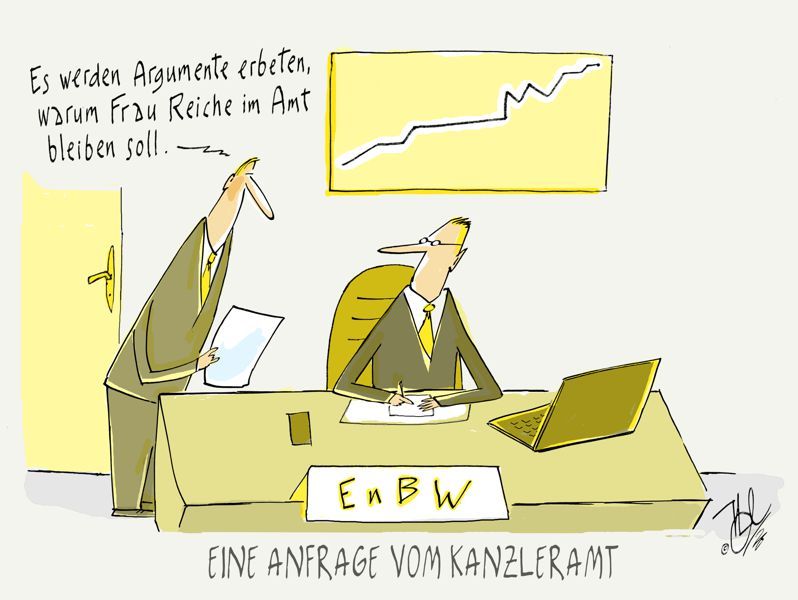 wirtschaftsministerin reiche argumente erbeten gas energiekonzern enbw kanzleramt im amt bleiben